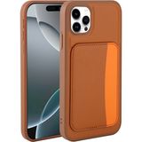 MobaxAksesuar Apple iPhone 11 Kılıf Pu Deri Kartlıklı X-Kart Silikon Kapak - Kahverengi - iP 11