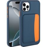 MobaxAksesuar Apple iPhone 11 Kılıf Pu Deri Kartlıklı X-Kart Silikon Kapak - Lacivert - iP 11