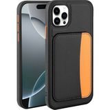 MobaxAksesuar Apple iPhone 11 Kılıf Pu Deri Kartlıklı X-Kart Silikon Kapak - Siyah - iP 11