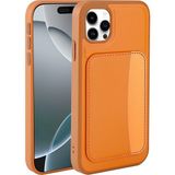 MobaxAksesuar Apple iPhone 11 Kılıf Pu Deri Kartlıklı X-Kart Silikon Kapak - Turuncu - iP 11