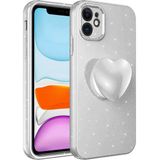 MobaxAksesuar Apple iPhone 11 Kılıf Simli Pop Soketli Kalp Kapak - Beyaz - iP 11
