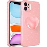 MobaxAksesuar Apple iPhone 11 Kılıf Simli Pop Soketli Kalp Kapak - Pembe - iP 11