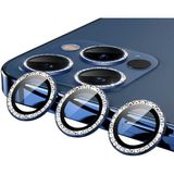 MobaxAksesuar Apple iPhone 12 Pro Taşlı Kamera Lens Koruyucu Çerçeveli Koruyucu Mavi - iP 12 Pro