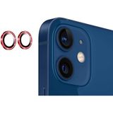 MobaxAksesuar Apple iPhone 12 Taşlı Kamera Lens Koruyucu Çerçeveli Koruyucu Kırmızı - iP 12