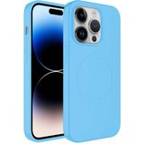 MobaxAksesuar Apple iPhone 13 Pro Max Kılıf Magsafe Lansman Silikon Kapak Plas - Açık Mavi - iP 13 Pro Max