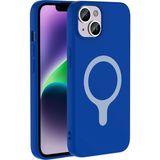 MobaxAksesuar Apple iPhone 14 Kılıf M-Safe Şarj Özellikli Renkli Silikon Aris Kapak - Saks Mavi - iP 14