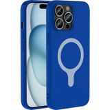MobaxAksesuar Apple iPhone 14 Pro Max Kılıf M-Safe Şarj Özellikli Renkli Silikon Aris Kapak - Saks Mavi - iP 14ProMax