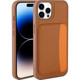 MobaxAksesuar Apple iPhone 14 Pro Max Kılıf Pu Deri Kartlıklı X-Kart Silikon Kapak - Kahverengi - iP 14ProMax
