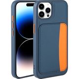 MobaxAksesuar Apple iPhone 14 Pro Max Kılıf Pu Deri Kartlıklı X-Kart Silikon Kapak - Lacivert - iP 14ProMax