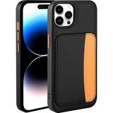 MobaxAksesuar Apple iPhone 14 Pro Max Kılıf Pu Deri Kartlıklı X-Kart Silikon Kapak - Siyah - iP 14ProMax