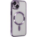 MobaxAksesuar Apple iPhone 15 Plus Kılıf Magsafe Kamera Lensli Korumalı Şeffaf Silikon Kapak - Derin Mor - iP 15 Plus
