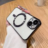 MobaxAksesuar Apple iPhone 15 Plus Kılıf Magsafe Kamera Lensli Korumalı Şeffaf Silikon Kapak - Siyah - iP 15 Plus
