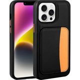 MobaxAksesuar Apple iPhone 16 Pro Kılıf Pu Deri Kartlıklı X-Kart Silikon Kapak - Siyah - iP 16Pro