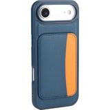 MobaxAksesuar Apple iPhone 17 Air Kılıf Pu Deri Kartlıklı X-Kart Silikon Kapak - Lacivert - iP 17Air