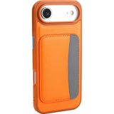 MobaxAksesuar Apple iPhone 17 Air Kılıf Pu Deri Kartlıklı X-Kart Silikon Kapak - Turuncu - iP 17Air