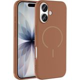 MobaxAksesuar Apple iPhone 17 Kılıf Yumuşak Dokulu M-Safe Şarj Özellikli Meta Kapak - Kahverengi - iP 17