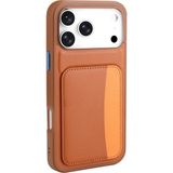 MobaxAksesuar Apple iPhone 17 Pro Kılıf Pu Deri Kartlıklı X-Kart Silikon Kapak - Kahverengi - iP 17Pro
