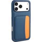 MobaxAksesuar Apple iPhone 17 Pro Kılıf Pu Deri Kartlıklı X-Kart Silikon Kapak - Lacivert - iP 17Pro
