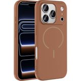 MobaxAksesuar Apple iPhone 17 Pro Kılıf Yumuşak Dokulu M-Safe Şarj Özellikli Meta Kapak - Kahverengi - iP 17Pro