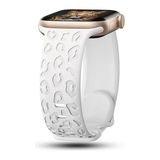 MobaxAksesuar Apple Watch 10 42MM - 38/40/41MM Kordon Leopar Desen Yumuşak Silikon Kordon 2/3/4/5/6/se/7/8/9 - Beyaz - Ap 10/11 42/38-40-41mm