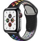 MobaxAksesuar Apple Watch 10 42mm - 38/40/41mm Kordon Nike Spor Kordon 2/3/4/5/6/se/7/8/9 - Siyah - Gökkuşağı - Ap 10/11 42/38-40-41mm