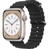 MobaxAksesuar Apple Watch 10 42mm - 38/40/41mm Kordon Ocean Silikon Kordon 2/3/4/5/6/se/7/8/9 - Siyah - Ap 10/11 42/38-40-41mm