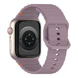 MobaxAksesuar Apple Watch 10/11 42mm-38/40/41mm Kordon Dekoratif Örgü Çizgili Spor Silikon Kayış 2/3/4/5/6/se/7/8/9 - Açık Mor - Ap 10/11 42/38-40-41mm