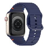 MobaxAksesuar Apple Watch 10/11 42mm-38/40/41mm Kordon Dekoratif Örgü Çizgili Spor Silikon Kayış 2/3/4/5/6/se/7/8/9 - Lacivert - Ap 10/11 42/38-40-41mm
