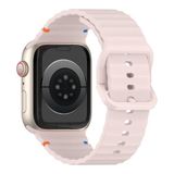 MobaxAksesuar Apple Watch 10/11 42mm-38/40/41mm Kordon Dekoratif Örgü Çizgili Spor Silikon Kayış 2/3/4/5/6/se/7/8/9 - Pembe - Ap 10/11 42/38-40-41mm
