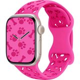 MobaxAksesuar Apple Watch 10/11 42mm-38/40/41mm Kordon Kabartmalı Gonca Kiraz Silikon Kordon 2/3/4/5/6/se/7/8/9 - Barbie Pink - Ap 10/11 42/38-40-41mm
