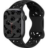 MobaxAksesuar Apple Watch 10/11 42mm-38/40/41mm Kordon Kabartmalı Gonca Kiraz Silikon Kordon 2/3/4/5/6/se/7/8/9 - Siyah - Ap 10/11 42/38-40-41mm