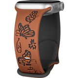 MobaxAksesuar Apple Watch 10/11 42mm-38/40/41mm Kordon Kelebek Desen Yumuşak Silikon Kordon 2/3/4/5/6/se/7/8/9 - Kahverengi - Siyah - Ap 10/11 42/38-40-41mm