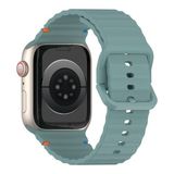 MobaxAksesuar Apple Watch 10/11/12 42mm-38/40/41mm Kordon Dekoratif Örgü Çizgili Spor Silikon Kayış 2/3/4/5/6/se/7/8/9 - Çam Yeşili - Ap 42/38-40-41mm