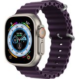 MobaxAksesuar Apple Watch 10/11/12 42mm-38/40/41mm Kordon Oluklu Geçmeli Silikon Band 75 2/3/4/5/6/se/7/8/9 - Derin Mor - Ap 42/38-40-41mm