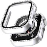 MobaxAksesuar Apple Watch 40mm Ekran Koruyuculu Tek Sıra Kenar Taşlı Sert PC Kasa Koruyucu - Gümüş - Ap 49mm