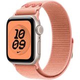 MobaxAksesuar Apple Watch 40MM Kordon 2023 Point Hasır Kordon Strap Kayış - Kızıl Pembe - Ap 40mm