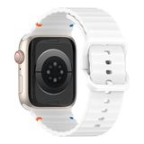 MobaxAksesuar Apple Watch 44/45/46/49mm Kordon Dekoratif Örgü Çizgili Spor Silikon Kayış 2/3/4/5/6/se/7/8/9/10/11/ultra - Ap 44/45/46/49mm - Beyaz
