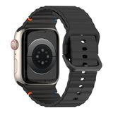 MobaxAksesuar Apple Watch 44/45/46/49mm Kordon Dekoratif Örgü Çizgili Spor Silikon Kayış 2/3/4/5/6/se/7/8/9/10/11/ultra - Ap 44/45/46/49mm - Siyah