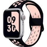 MobaxAksesuar Apple Watch 44/45/46/49mm Kordon Delikli Spor Kordon 2/3/4/5/6/se/7/8/9/10/11/ultra - Siyah - Açık Pembe - Ap 44-45-46-49mm