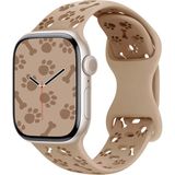 MobaxAksesuar Apple Watch 44/45/46/49mm Kordon Kabartmalı Gonca Kiraz Silikon Kordon 2/3/4/5/6/se/7/8/9/10/11/ultra - Açık Kahverengi - PATİ 44-45-46-49mm