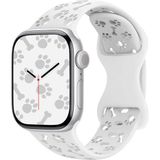 MobaxAksesuar Apple Watch 44/45/46/49mm Kordon Kabartmalı Gonca Kiraz Silikon Kordon 2/3/4/5/6/se/7/8/9/10/11/ultra - Beyaz - PATİ 44-45-46-49mm