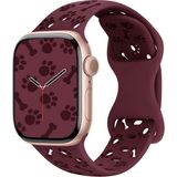 MobaxAksesuar Apple Watch 44/45/46/49mm Kordon Kabartmalı Gonca Kiraz Silikon Kordon 2/3/4/5/6/se/7/8/9/10/11/ultra - Şarap Kırmızısı - PATİ 44-45-46-49mm