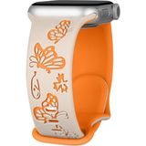 MobaxAksesuar Apple Watch 44/45/46/49mm Kordon Kelebek Desen Yumuşak Silikon Kordon 2/3/4/5/6/se/7/8/9/10/11/ultra - Klbk-Ap 42-44-45-46-49mm - Turuncu