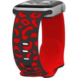MobaxAksesuar Apple Watch 44/45/46/49mm Kordon Leopar Desen Yumuşak Silikon Kordon 2/3/4/5/6/se/7/8/9/10/11/ultra - Ap 42-44-45-46-49mm - Siyah - Kırmızı
