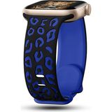 MobaxAksesuar Apple Watch 44/45/46/49mm Kordon Leopar Desen Yumuşak Silikon Kordon 2/3/4/5/6/se/7/8/9/10/11/ultra - Ap 42-44-45-46-49mm - Siyah - Mavi
