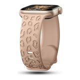 MobaxAksesuar Apple Watch 44/45/46/49mm Kordon Leopar Desen Yumuşak Silikon Kordon 2/3/4/5/6/se/7/8/9/10/11/ultra - Krem - Ap 42-44-45-46-49mm