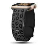 MobaxAksesuar Apple Watch 44/45/46/49mm Kordon Leopar Desen Yumuşak Silikon Kordon 2/3/4/5/6/se/7/8/9/10/11/ultra - Siyah - Ap 42-44-45-46-49mm