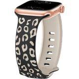 MobaxAksesuar Apple Watch 44/45/46/49mm Kordon Leopar Desen Yumuşak Silikon Kordon 2/3/4/5/6/se/7/8/9/10/11/ultra - Starlight - Siyah - Ap 44-45-46-49mm
