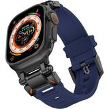MobaxAksesuar Apple Watch 44/45/46/49mm Titanyum Metal Bağlantı Kitli Silikon Kordon 101 2/3/4/5/6/se/7/8/9/10/11/ultra - Siyah - Mavi - Ap 42-44-45-46-49mm