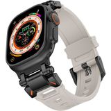 MobaxAksesuar Apple Watch 44/45/46/49mm Titanyum Metal Bağlantı Kitli Silikon Kordon 101 2/3/4/5/6/se/7/8/9/10/11/ultra - Siyah - Starlight - Ap 42-44-45-46-49mm